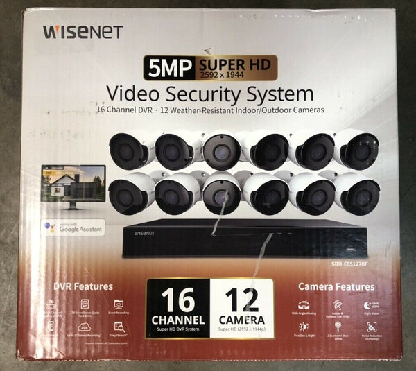 Wisenet SDH-C85127BF 1944p High Definition 12 Cameras 16Ch DVR Video Security