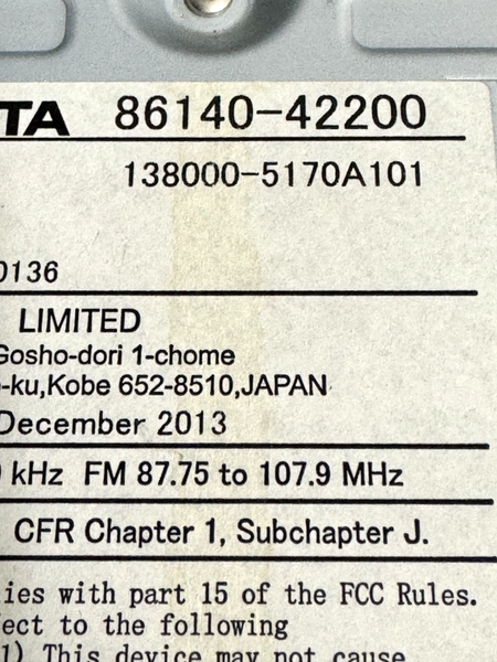 Toyota RAV4 2014-2018 Gracenote HD Radio Touchscreen 86140-42200 100325 NEW OEM