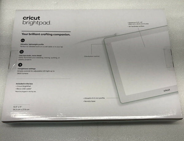 CRICUT BRIGHTPAD LED LIGHT PAD NEW FACTORY SEALED ADJUSTABLE BRIGHTNESS 11.5x9"