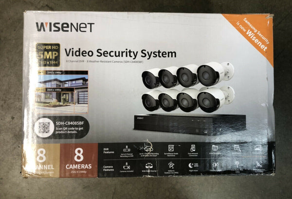 Wisenet SDH-C84085BF 5MP 8CH 8Camera Video Security System